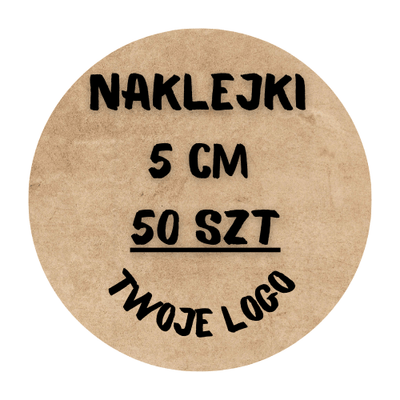 Naklejki Z TWOIM NADRUKIEM Okrągłe x50 LOGO NAPIS ETYKIETA 5 CM papier