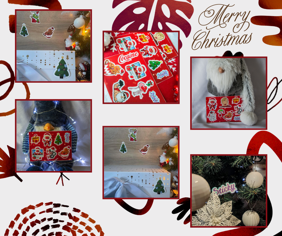 Naklejki na prezenty WIGILIA GRINCH BOMBKA dla dzieci wodoodporne 10 sztuk Sticky Studio