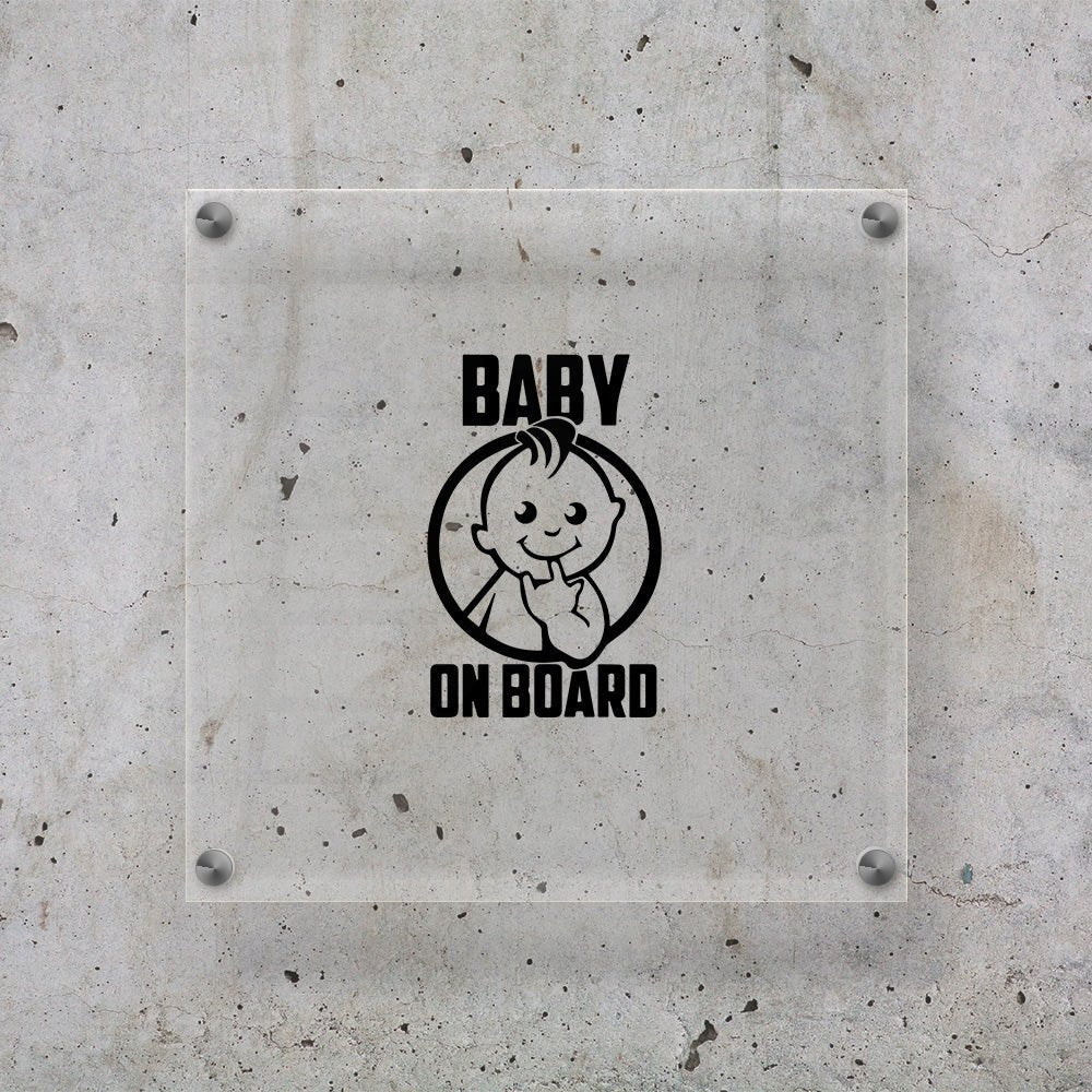 BABY ON BOARD dziecko w aucie Naklejka wodoodporna czarna Sticky Studio
