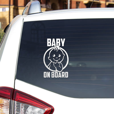 BABY ON BOARD dziecko w aucie Naklejka wodoodporna czarna Sticky Studio