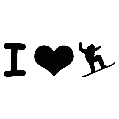 I LOVE SNOWBOARD Naklejka do auta czarna Sticky Studio