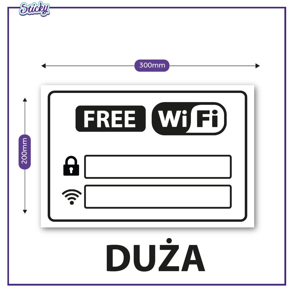 Naklejka informacyjna FREE WIFI biała znak 30x20