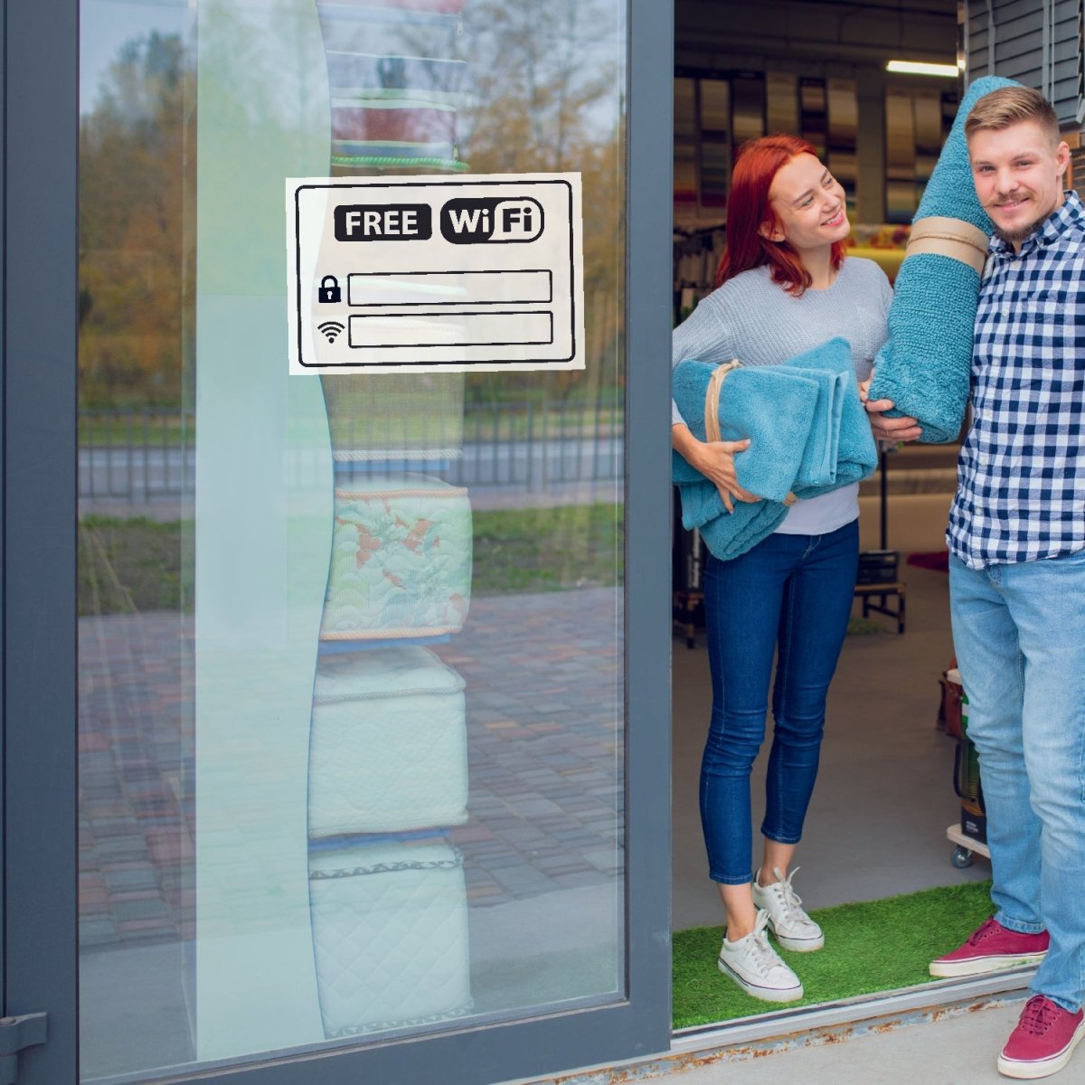 Naklejka informacyjna FREE WIFI biała znak 30x20