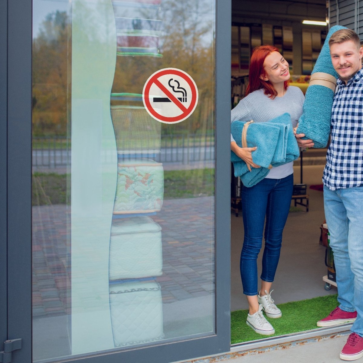 Naklejka informacyjna ZAKAZ PALENIA okrągła 10cm