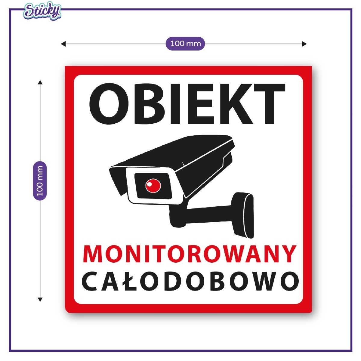 Naklejka OBIEKT MONITOROWANY monitoring całodobowy