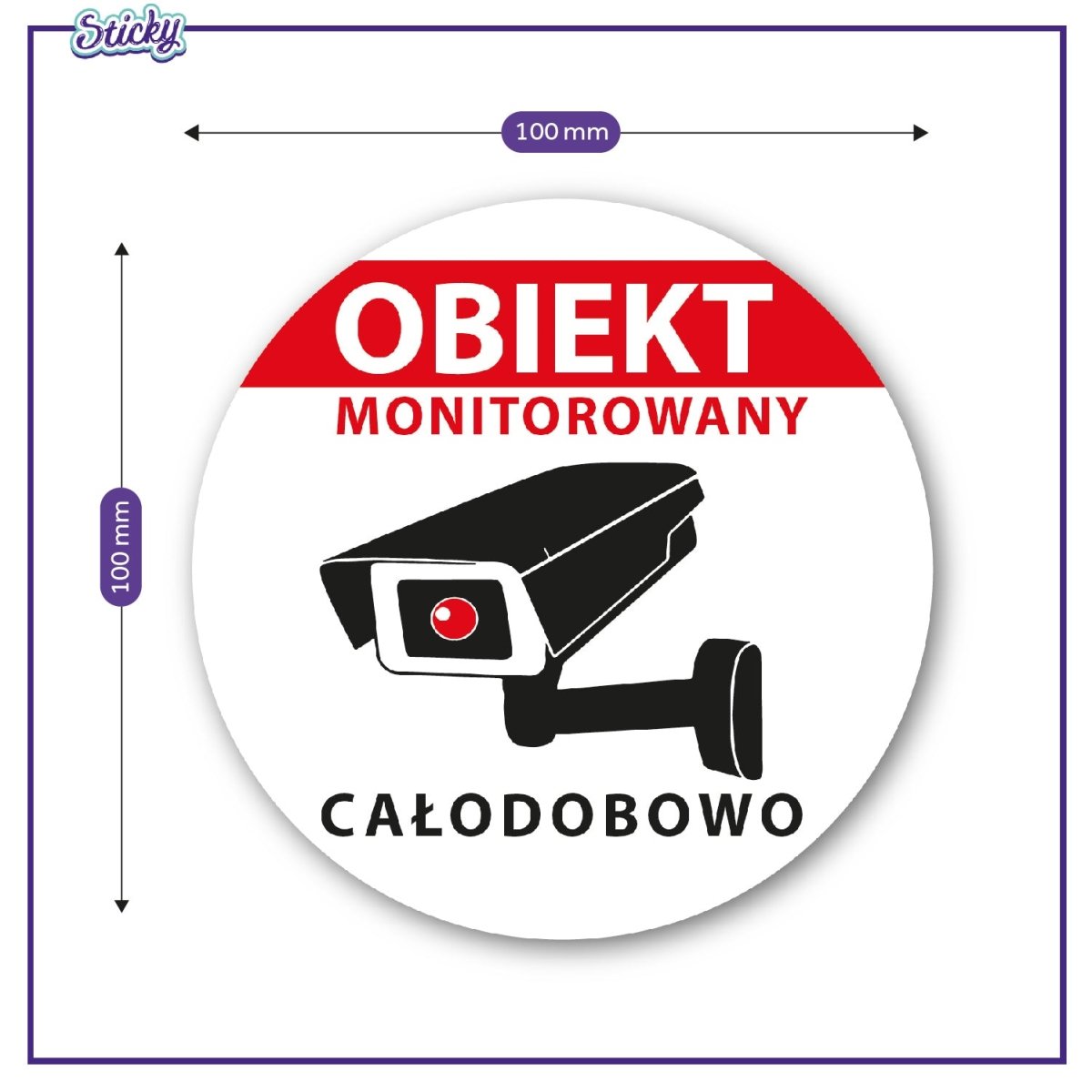 Naklejka OBIEKT MONITOROWANY monitoring całodobowy