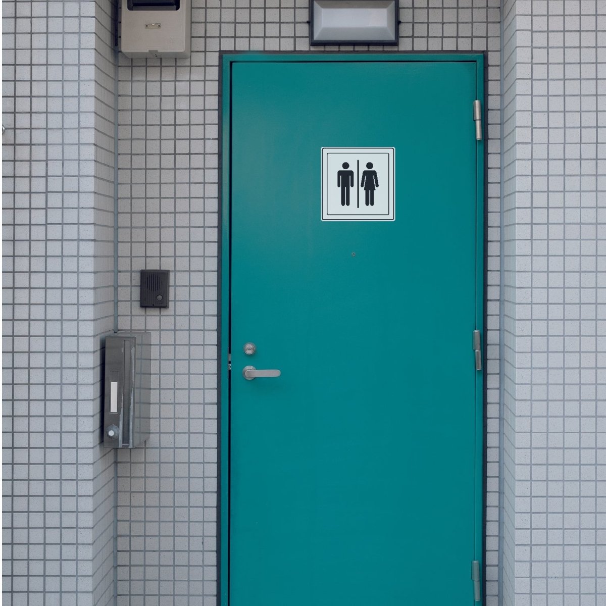 Naklejka ostrzegawcza WC damska męska folia 10x10