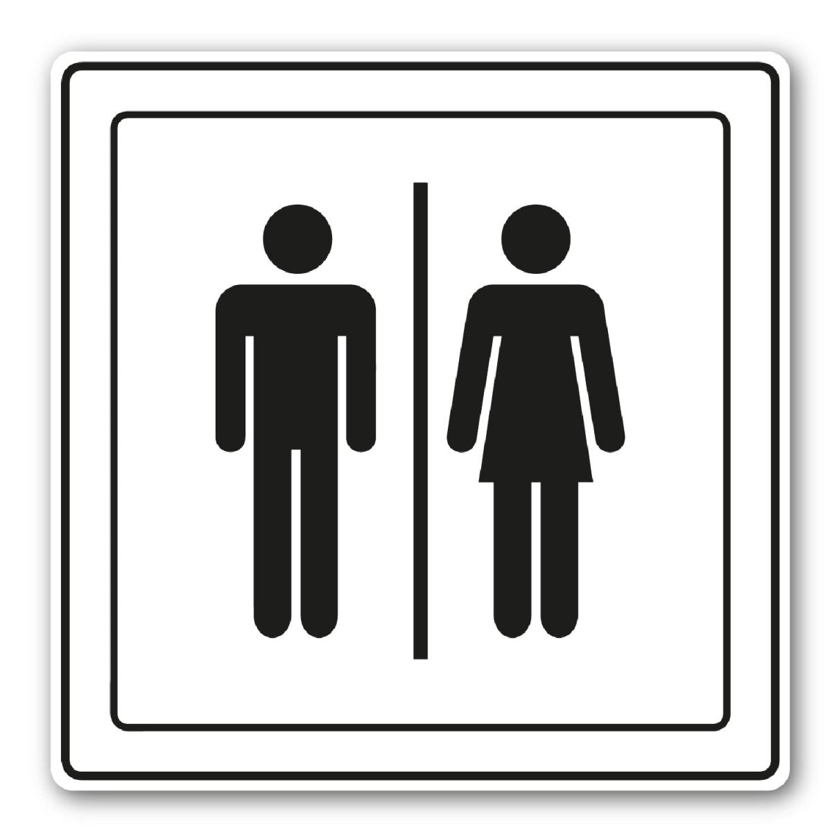 Naklejka ostrzegawcza WC damska męska folia 10x10