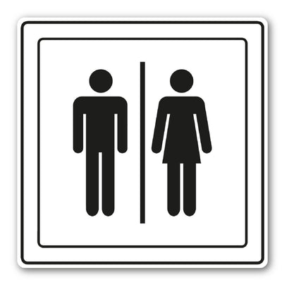 Naklejka ostrzegawcza WC damska męska folia 10x10