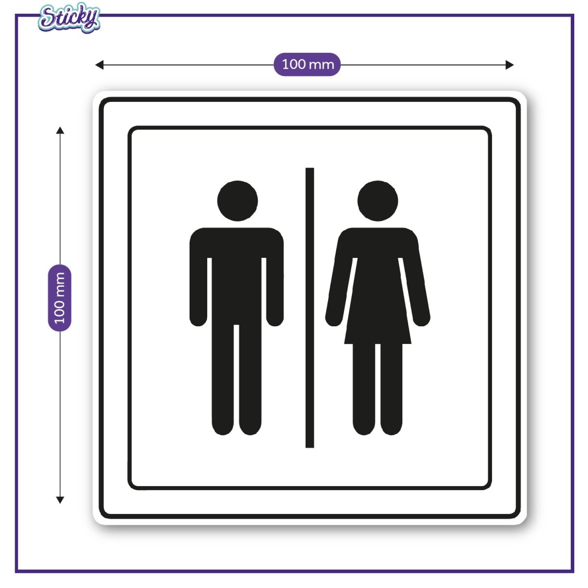 Naklejka ostrzegawcza WC damska męska folia 10x10