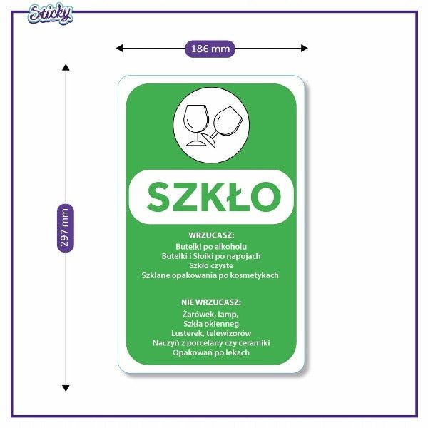 Naklejki do segregacji śmieci na kosze 30x18,6cm DUŻE Sticky Studio