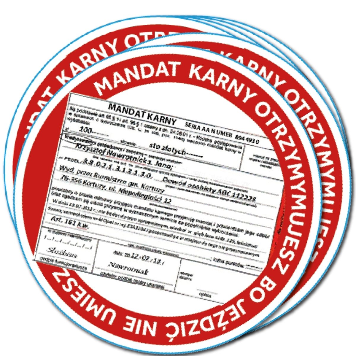 Naklejki karne za złe parkowanie MANDAT KARNY wodoodporne 50 sztuk Sticky Studio