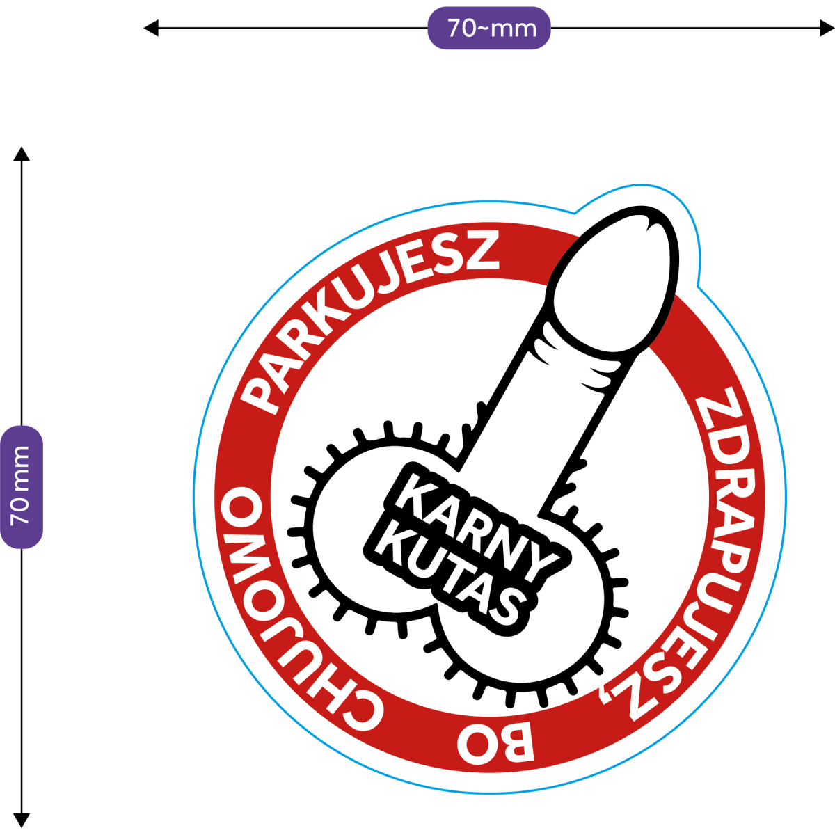 Naklejki karne za złe parkowanie śmieszne karny k*tas 50 sztuk Sticky Studio