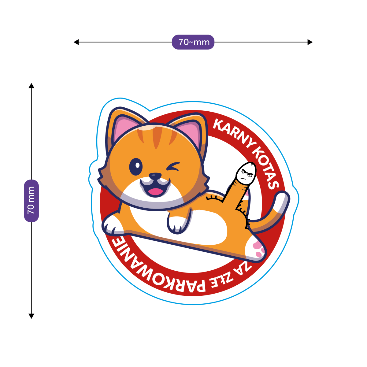 Naklejki karne za złe parkowanie - wlepy wodoodporne karny kotas na auto 50 sztuk Sticky Studio