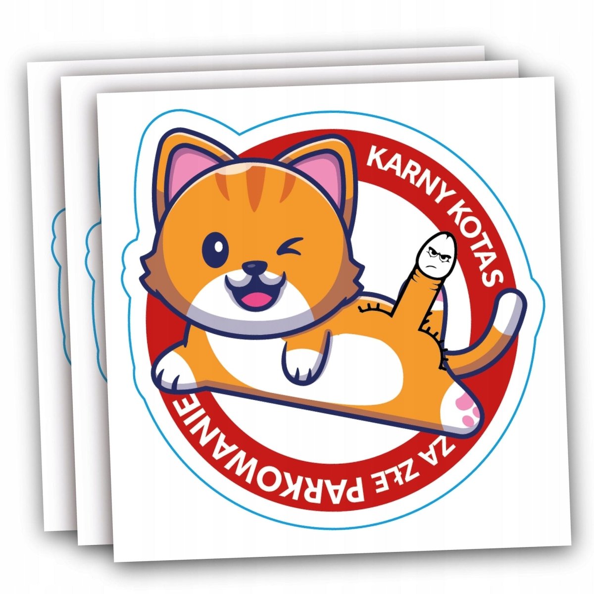 Naklejki karne za złe parkowanie - wlepy wodoodporne karny kotas na auto 50 sztuk Sticky Studio