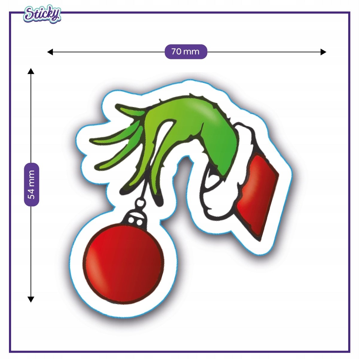 Naklejki na prezenty WIGILIA GRINCH BOMBKA dla dzieci wodoodporne 10 sztuk Sticky Studio