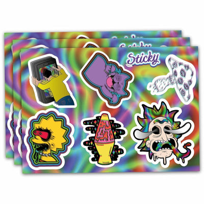 Naklejki na samochód Simson psychodeliczne ruszają się MIX 7 sztuk Sticky Studio