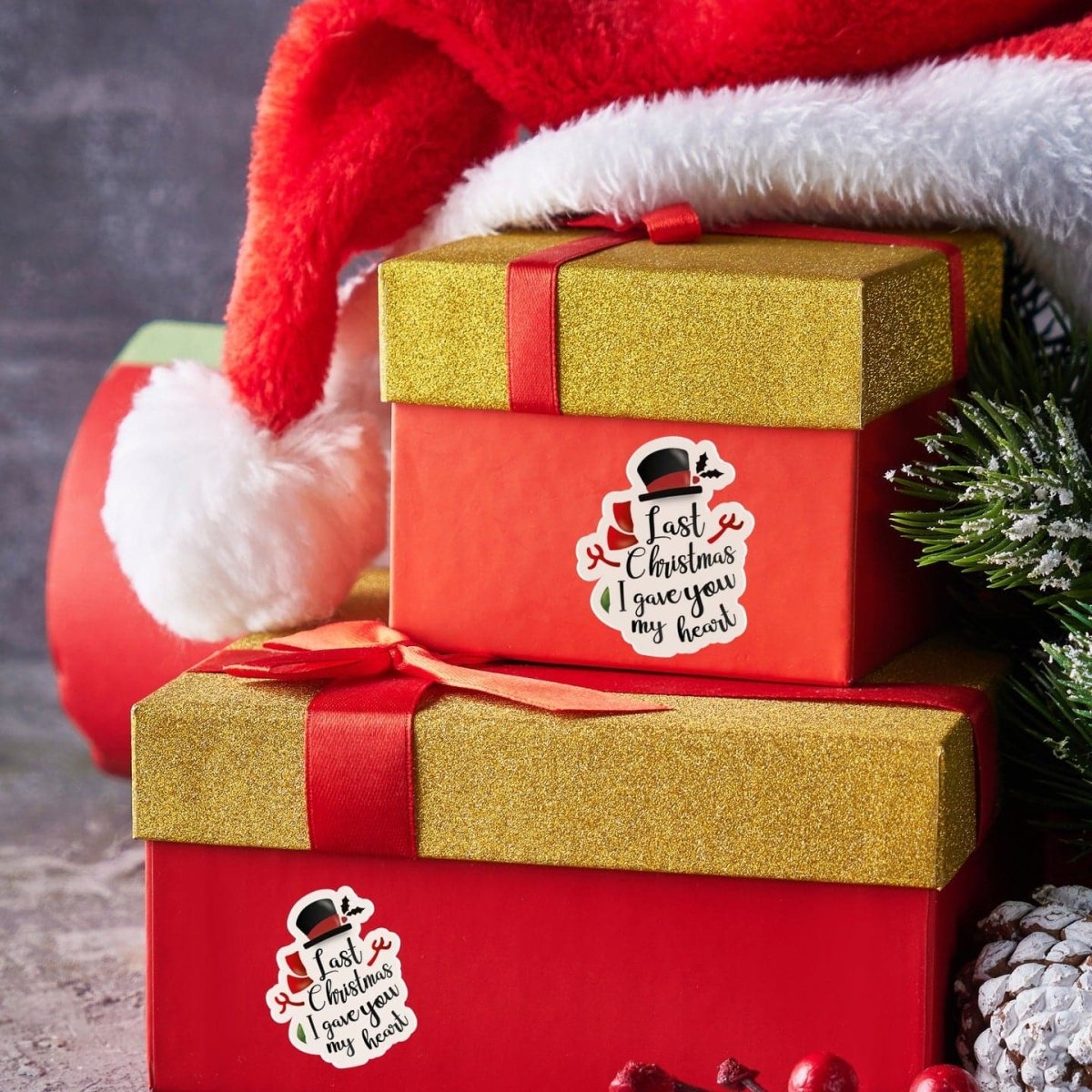 Naklejki świąteczne LAST CHRISTMAS na prezent wodoodporne 10 sztuk Sticky Studio