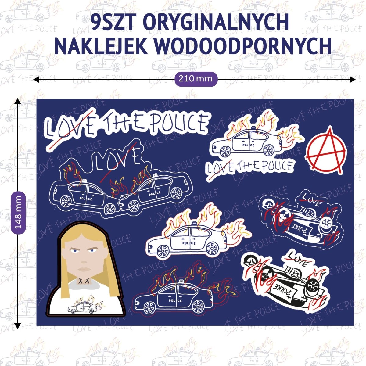Oryginalne Naklejki Wodoodporne od LOVE THE POLICE Sticky Studio