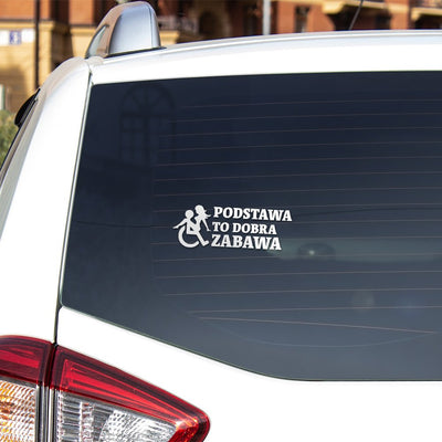 PODSTAWA TO DOBRA ZABAWA Naklejka na szybę busa czarna Sticky Studio