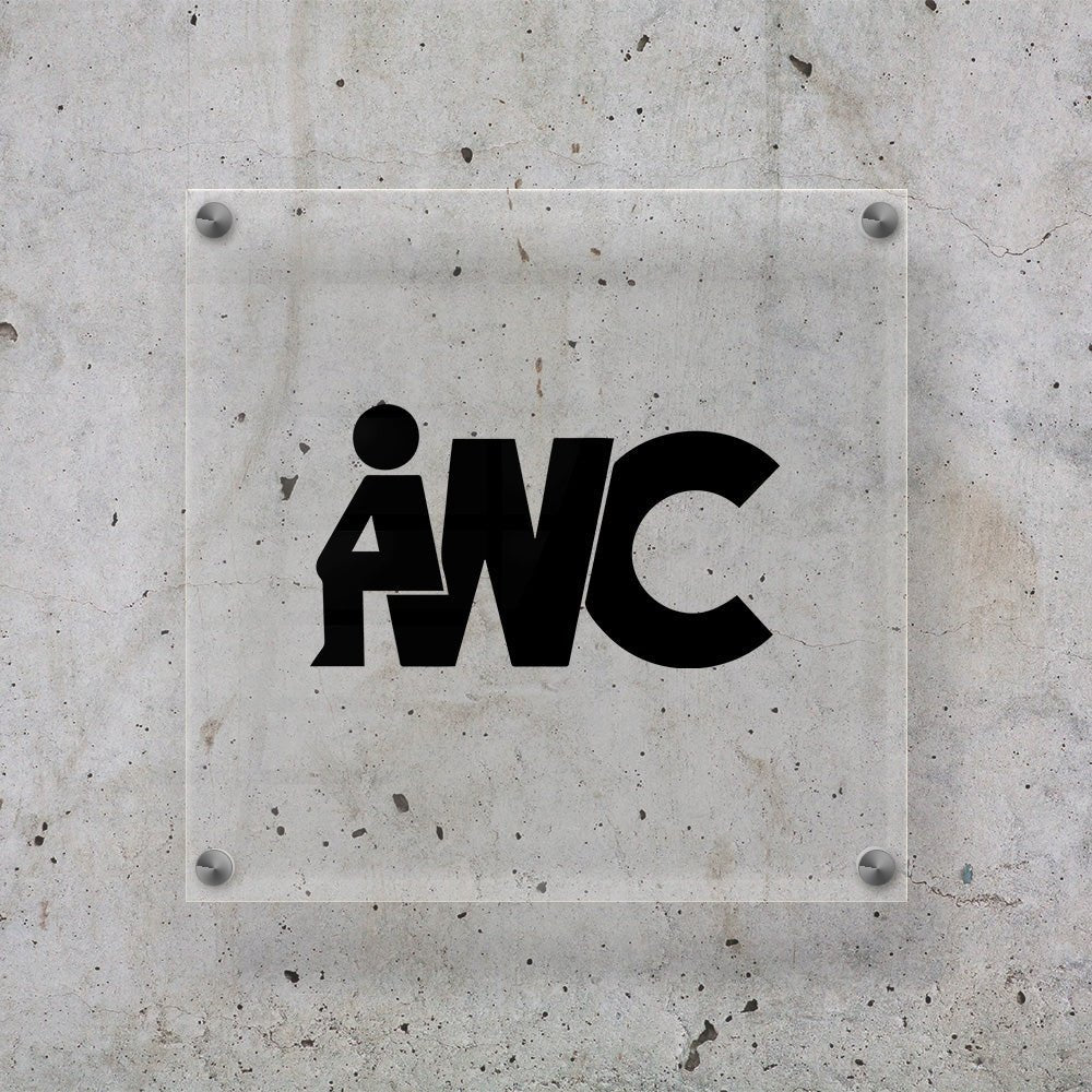 WC napis, toaleta na szybę, Naklejka wodoodporna czarna Sticky Studio