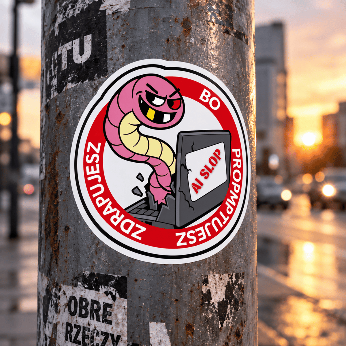 Naklejka foliowa ANTY AI SLOP 50 SZTUK SUPPORT HUMAN ART