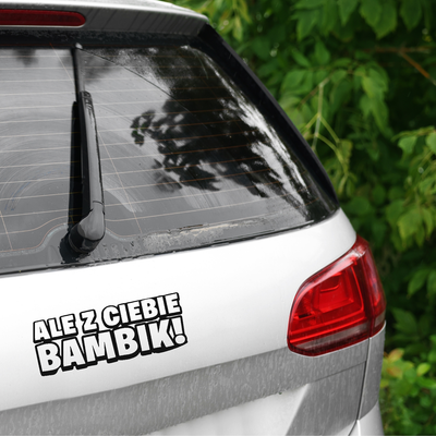 BAMBIK WLEPKA naklejka na auto z własnym wzorem czarna biała czerwona
