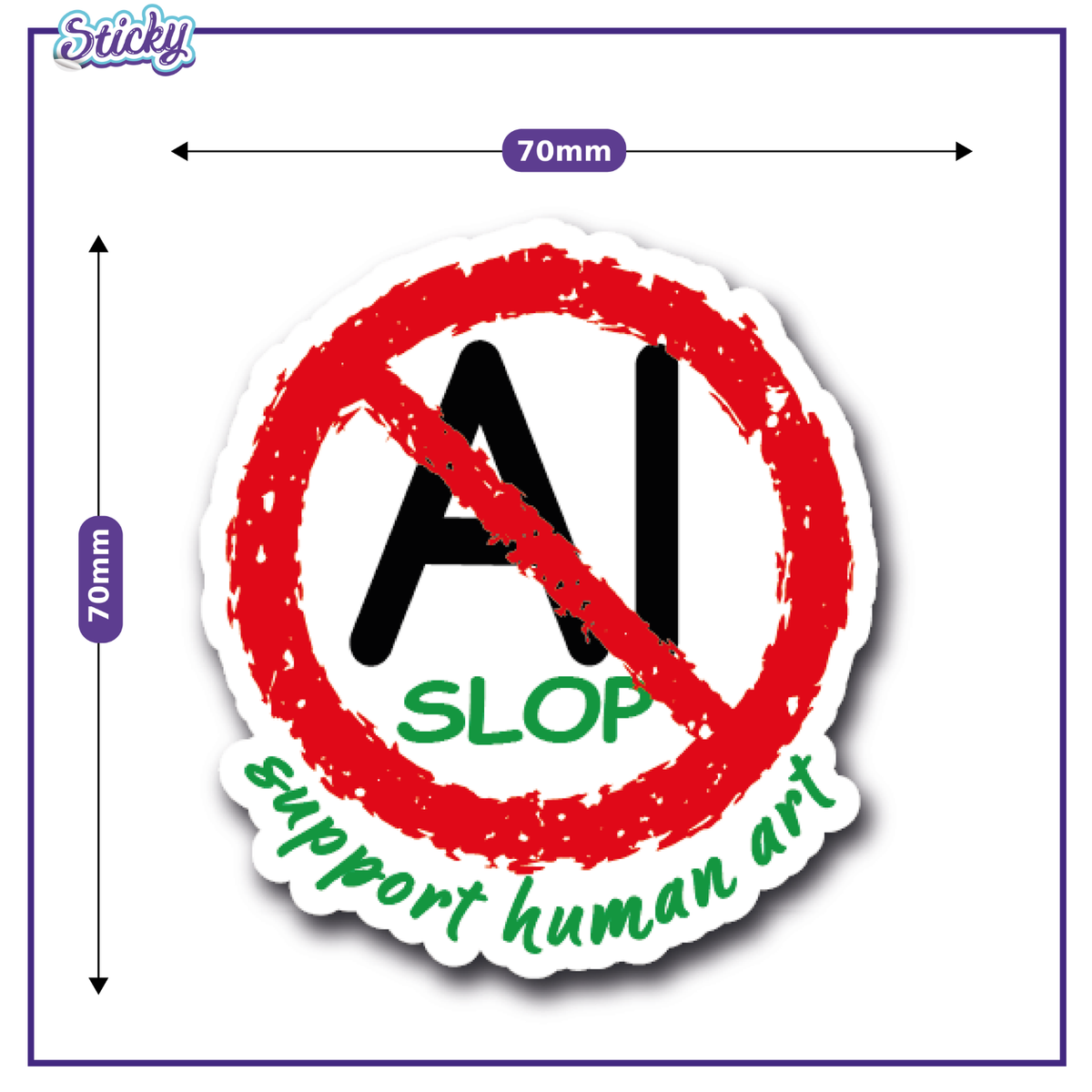 ANTI AI SLOP Vinyl Stickers – 50 PCS – SUPPORT HUMAN ART