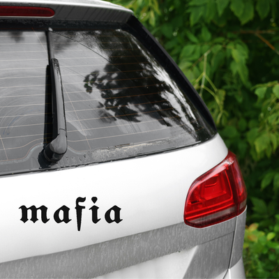 mafia naklejka na auto z własnym wzorem czarna biała czerwona
