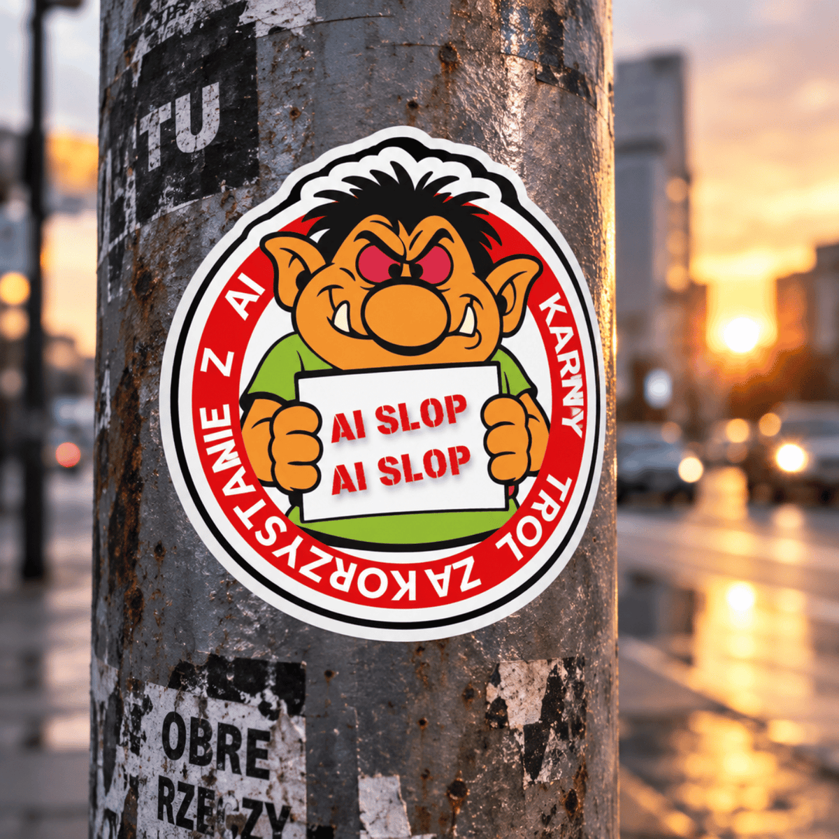 Naklejka foliowa ANTY AI SLOP 50 SZTUK SUPPORT HUMAN ART