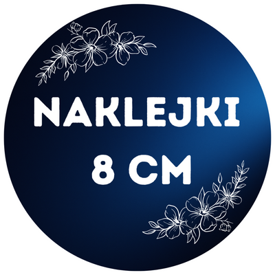 Naklejki reklamowe z logo 8 cm — 60 szt · papier · okrągłe