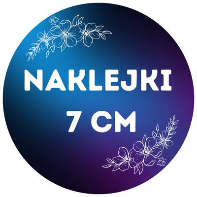 Naklejki reklamowe z logo 7 cm — 72 szt · papier · okrągłe