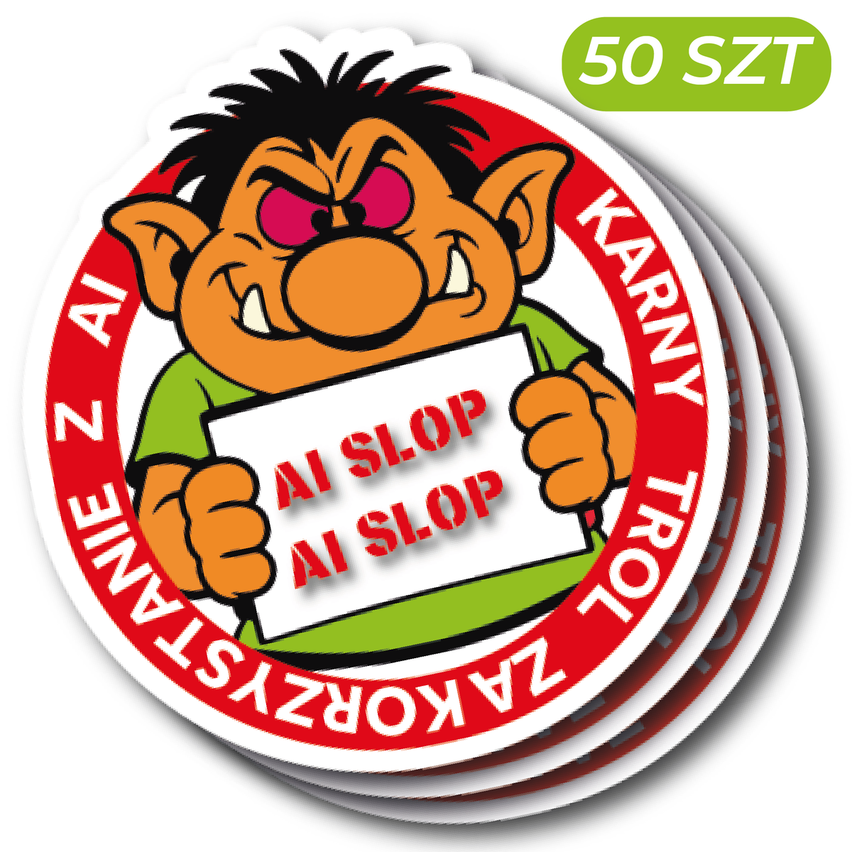 Naklejka foliowa ANTY AI SLOP 50 SZTUK SUPPORT HUMAN ART