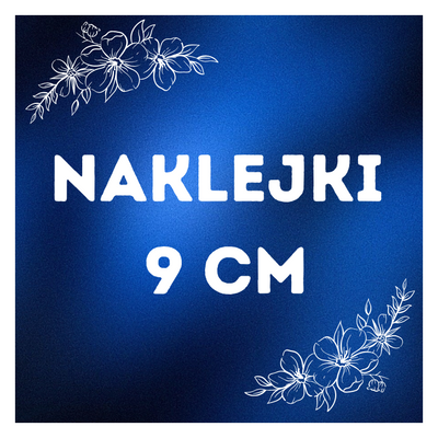 Naklejki reklamowe z logo 9 cm — 45 szt · papier · kwadratowe