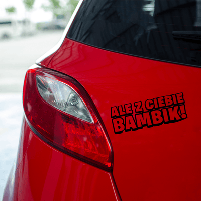 Naklejka BAMBIK na auto samochód WYTRZYMAŁA FOLIA SAMOCHODOWA 10 cm