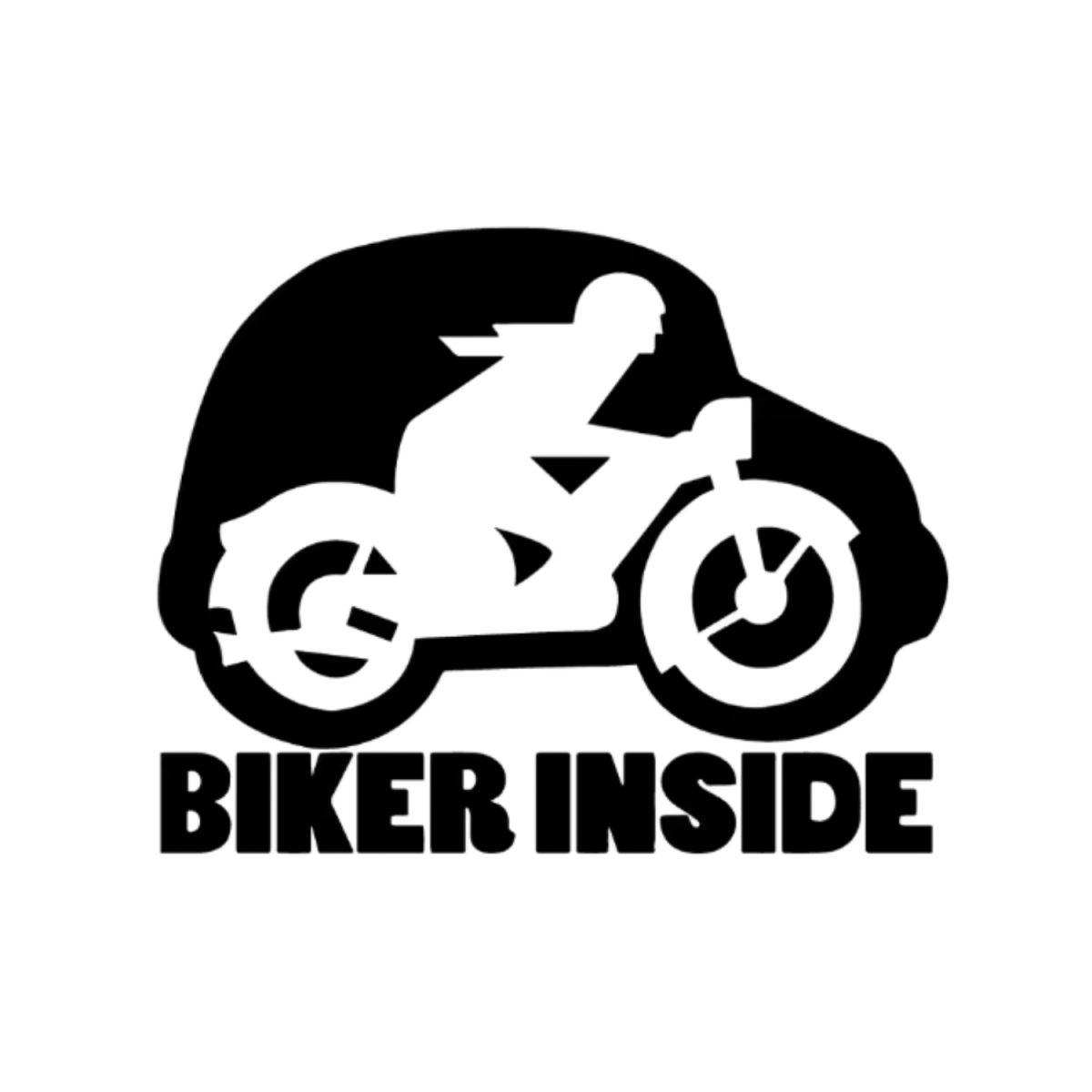 Naklejka BIKER INSIDE na auto samochód WYTRZYMAŁA FOLIA SAMOCHODOWA 10 cm
