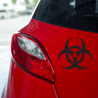 Naklejka BIOHAZARD na auto WYTRZYMAŁA FOLIA SAMOCHODOWA 10 cm