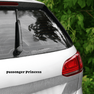 PASSENGER PRINCESS naklejka na auto z własnym wzorem czarna biała czerwona
