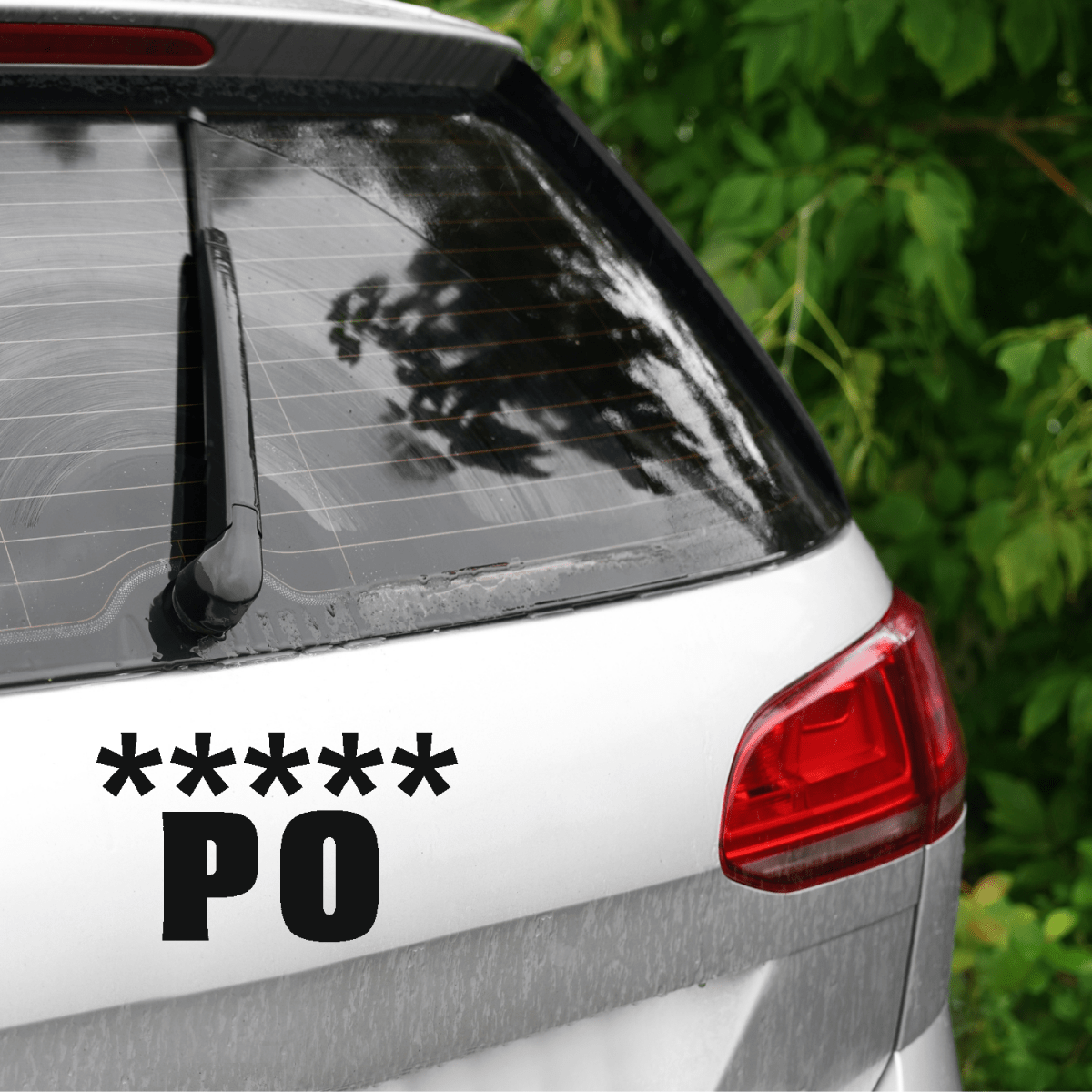 PO naklejka na auto z własnym wzorem czarna biała czerwona
