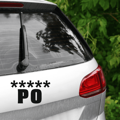 PO naklejka na auto z własnym wzorem czarna biała czerwona
