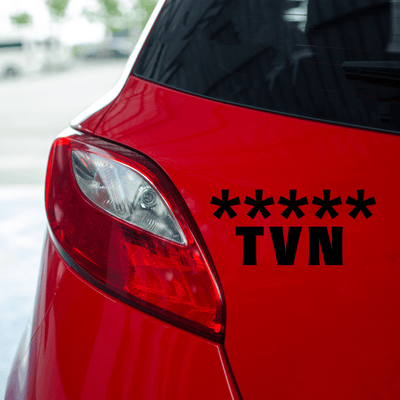 Naklejka ***** TVN na auto samochód WYTRZYMAŁA FOLIA SAMOCHODOWA 10 cm