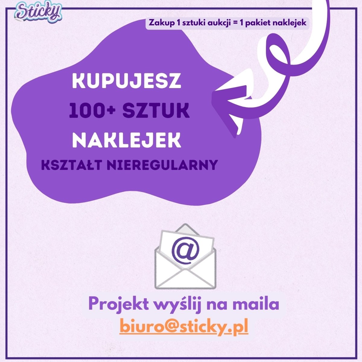 NAKLEJKI KSZTAŁT NIEREGULARNY Z LOGO
