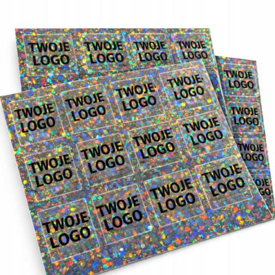 Naklejki z logo brokatowe