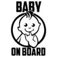 BABY ON BOARD dziecko w aucie Naklejka wodoodporna czarna Sticky Studio