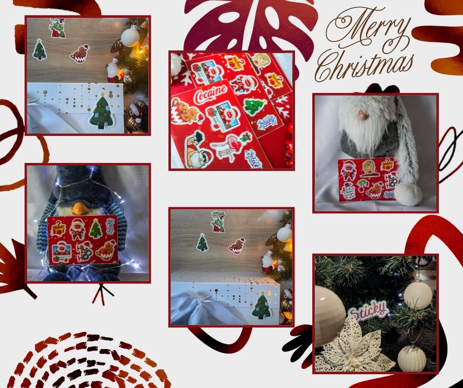 Naklejki świąteczne Boże Narodzenie Wigilia Elfy na prezent wodoodporne 10 sztuk Sticky Studio