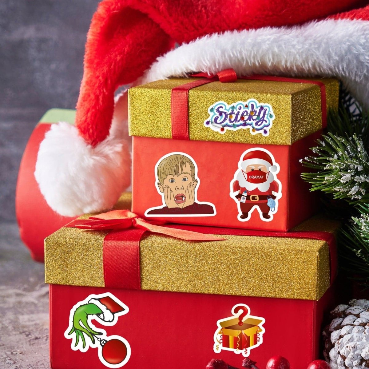 Naklejki świąteczne KEVIN MIKOŁAJ GRINCH na laptop kubek zeszyt MIX 8 sztuk Sticky Studio